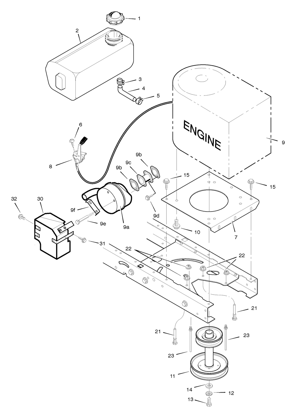 Engine Mount Diagram and Parts List for 405011X92A 2005 Briggs and Stratton Lawn Tractor